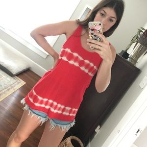 Red tie dye knit tank